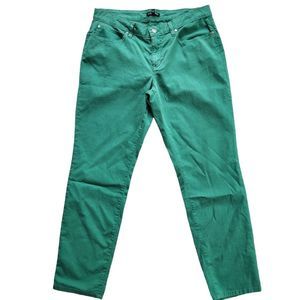 Eileen Fisher -152 Slim Ankle Jean Emerald Green Lightweight Sanded Denim 10